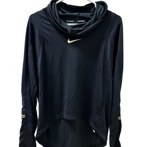 Nike Black Hoodie with White Tag and Small Black Swoosh